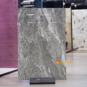 undefined-Vitrified Gray Slab Floor and Wall Tile Code37328 (1200x1800x15mm, Glossy)