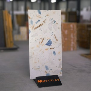 undefined-Imported White Terrazzo Floor and Wall Tile Code33020 (600x1200mm, Matt)