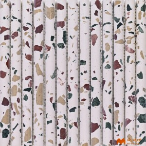 undefined-Imported White Terrazzo Mosaic Wall Tile Code37728 (300x300mm, Stone)