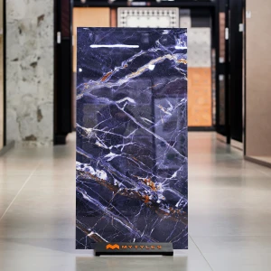 undefined-Vitrified Blue Floor and Wall Tile Code10116 (600x1200mm, High Glossy)