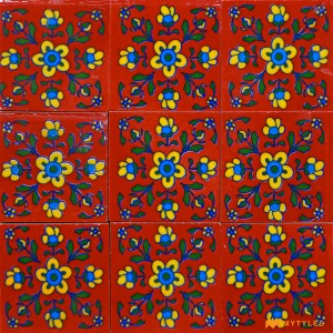 undefined-Decorative Red Floor and Wall Tile Code30844 (50x50mm, Glossy, 36Pcs)