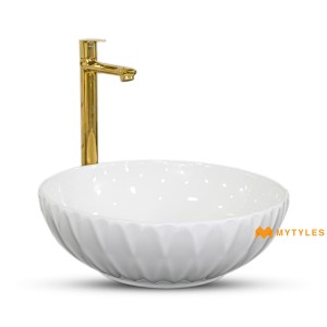 undefined-Ceramic White Wash Basin Code34969 (395x395mm, Glossy)