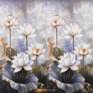 undefined-Grace Lotus Decor Floor and Wall Tile Code38304HL (600x1200mm, Sugar)