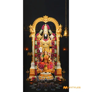 undefined-Lakshmi Venkateshwara Wall Poster Tile Code38293 (600x1200mm, Matt with Glitter)