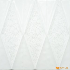 undefined-Ceramic White Geometric Wall Tile Code31496 (300x300mm, Carving Matt)