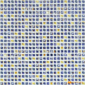 undefined-Ceramic Blue Mosaic Wall Tile Code31443 (300x300mm, Glossy)