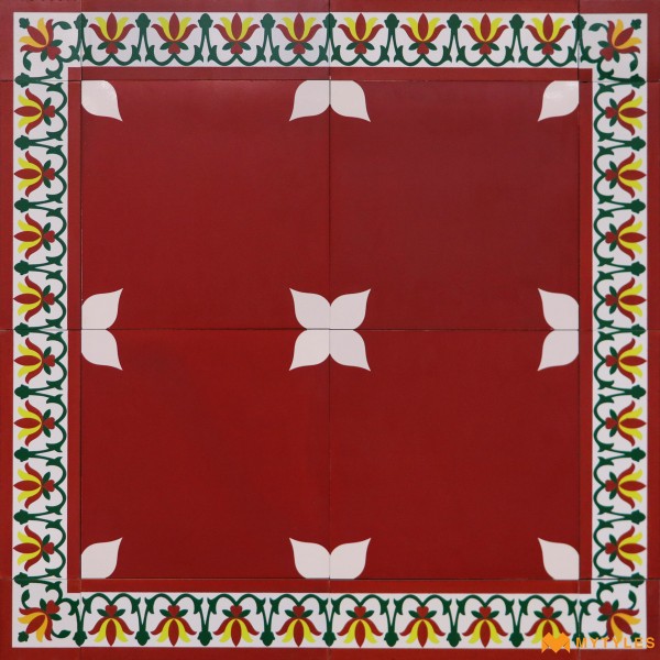 Carpet Rangoli Tiles-Ceramic Terracotta Carpet Design Floor and Wall Tile Code33724 (300x300mm, Matt)