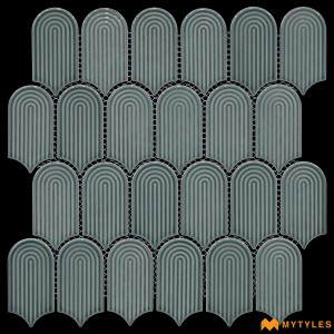 undefined-Imported Gray Mosaic Floor and Wall Tile Code30491 (288x297mm, Glossy)