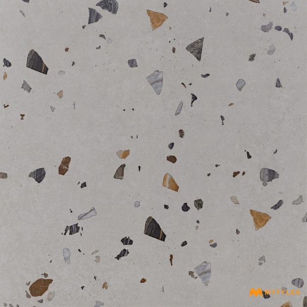 Rustic Matt Floor Tile-Vitrified Beige Terrazzo Floor and Wall Tile Code32301 (600x600mm, Matt)