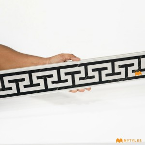 undefined-Vitrified White and Black Border Tile Code33822 (100x1200mm, Glossy)