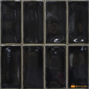 undefined-Imported Black Subway Wall Tile Code32705 (62x125mm, Glossy)