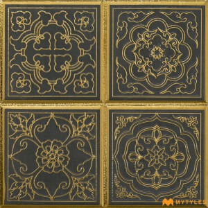 undefined-Ceramic Black Moroccan Wall Tile Code34501 (300x300mm, Metallic)