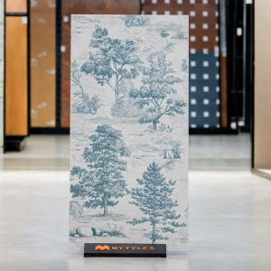 undefined-Vitrified Blue Tropical Floor and Wall Tile Code39051 (600x1200mm, Matt)