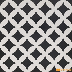 undefined-White and Black Moroccan Floor and Wall Tile Code28624 (600x600mm, Matt)
