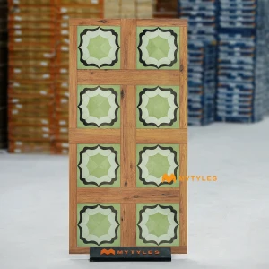 undefined-Sage Green Moroccan Inlay Parquet Vitrified Tile Code40580 600x1200mm 2Pc Pack