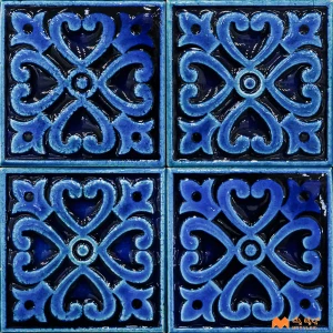 undefined-Decorative Blue Wall Tile Code32947 (75x75mm, Glossy, 16Pc in Box)