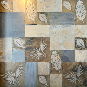 undefined-Autumn Slate Stone Flower Design Mural MYTMU019 Code23522/23521 (Rough, Random)