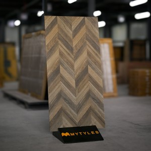 undefined-Brown Chevron Pattern Wooden Floor and Wall Tile Code25940 (600x1200mm, Matt)