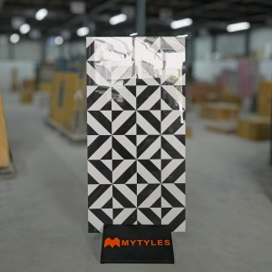 undefined-Vitrified White and Black Floor and Wall Tile Code26404 (600x1200mm, Glossy)