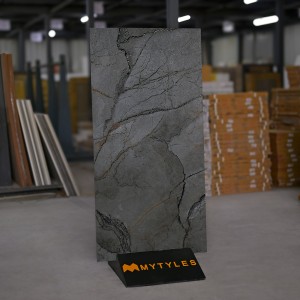 undefined-Vitrified Black Floor and Wall Tile Code30096 (600x1200mm, Sugar)