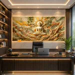 undefined-Vitrified Buddha Wall Poster Tile Code38291 (600x1200mm, Matt with Glitter)