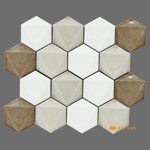 undefined-Imported Cream Mosaic Wall Tile Code32726 (300x300mm, Glossy)