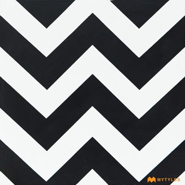 Kitchen-White and Black Moroccan Floor and Wall Tile Code32965 (300x300mm, Matt)