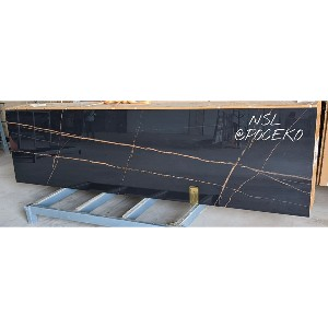 undefined-Vitrified Black Slab Floor and Wall Tile Code22037 (790x3000x15mm, Glossy)