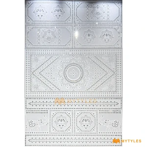 undefined-Minimalist White Lippan Art Mirror Mural Tile Code40853 1200x1800mm 3Pc