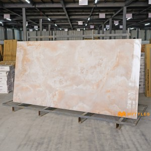 undefined-Vitrified Pink Slab Floor and Wall Tile Code29106 (1200x2400mm, Glossy)