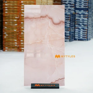 undefined-Crystal Pink Glossy Vitrified Marble Tile Code40602 600x1200mm 2Pc