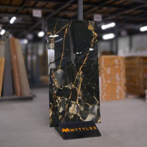 undefined-Vitrified Black Floor and Wall Tile Code33367 (600x1200mm, Hi-Glossy)