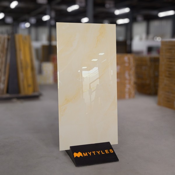 Glazed Vitrified-Vitrified Cream Floor and Wall Tile Code16548 (600x1200mm, Glossy)
