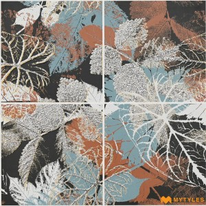 undefined-Ceramic Blue and Black Tropical Wall Tile Code34518 (300x300mm, Metallic)