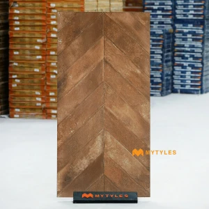 undefined-Tobacco Brown Chevron Matt GVT Tile Code40355 600x1200mm 2Pc Pack