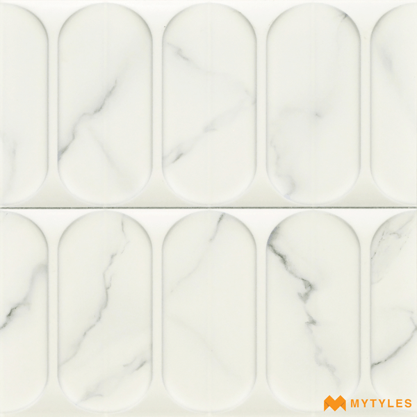 Textured Tiles-Ceramic White Textured Wall Tile Code26663 (300x300mm, Matt)