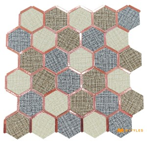 undefined-Gray Hexagon Mosaic Wall Tile Code31575 (292x303mm, Metallic)