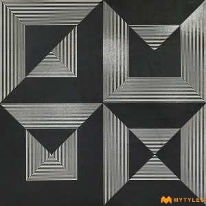 undefined-Vitrified Black Moroccan Floor and Wall Tile Code29833 (600x600mm,Matt)