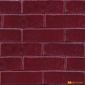 undefined-Imported Red Subway Floor and Wall Tile Code30460 (50x150mm, Glossy)