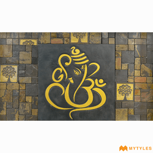 undefined-Natural Stone Ganesha Mural MYTMU020 Code23756 (600x600mm, Slatestone)
