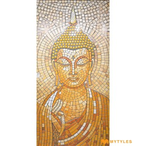 undefined-Vitrified Cream Lord Buddha Poster Wall Tile Code34197 (4x8 Feet, Glossy)