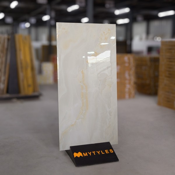 Glazed Vitrified-Vitrified Cream Floor and Wall Tile Code28387 (600x1200mm, Glossy)
