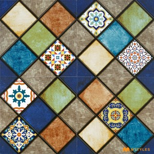 undefined-Ceramic Multi Color Moroccan Floor and Wall Tile Code28232 (300x300mm, Matt)