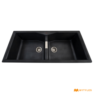 undefined-Futura Kitchen Sink - Quartz Series FS 4520 NQ Black Code14147 (45x20 Inch,Double Bowl)