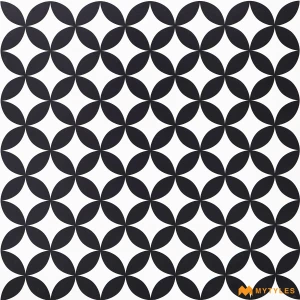 undefined-White and Black Moroccan Floor and Wall Tile Code37971 (600x600mm, Matt)