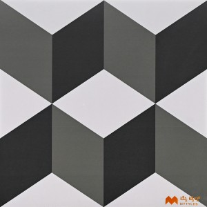 undefined-White and Black Digital Parking Floor and Wall Tile Code36657 (400x400mm, Matt)