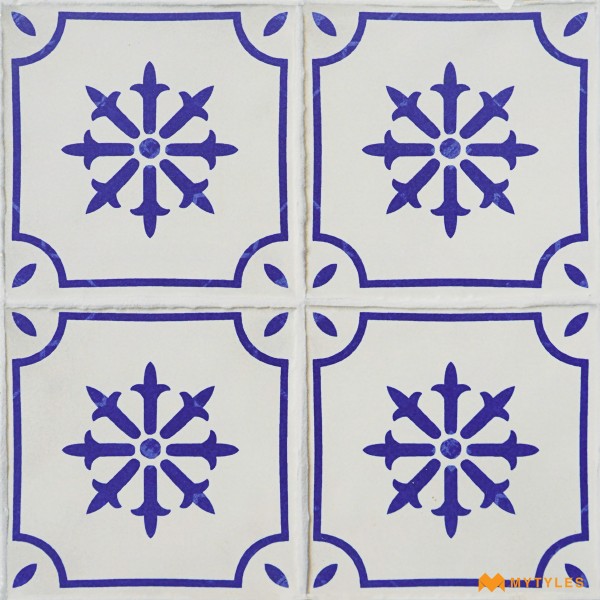 Moroccan Tiles-White and Blue Moroccan Floor and Wall Tile Code27246 (300x300mm, Matt)