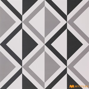 undefined-White and Black Moroccan Floor and Wall Tile Code33134 (600x600mm, Carving Matt)