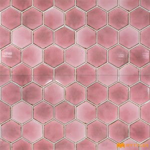 undefined-Ceramic Pink Geometric Wall Tile Code35837 (300x600mm, Glossy)