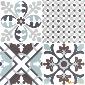 undefined-White and Blue Moroccan Floor and Wall Tile Code16953 (300x300mm, Matt)